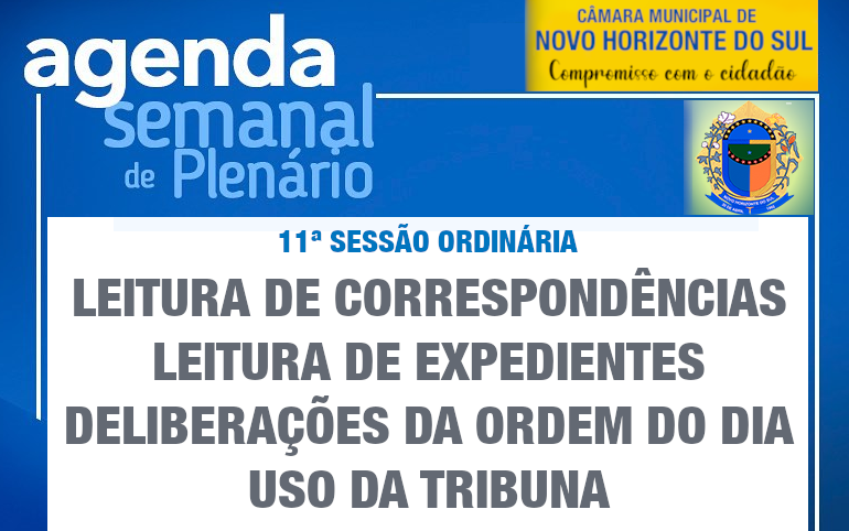 PAUTA DA 11ª SESSÃO ORDINÁRIA