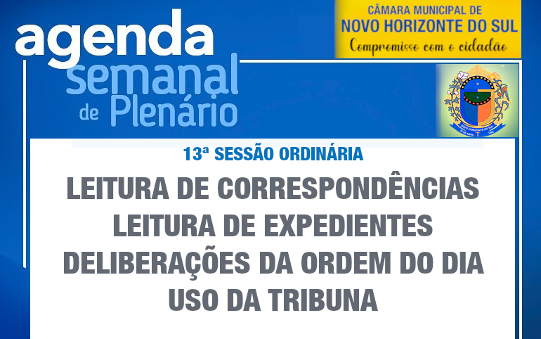 PAUTA DA 13ª SESSÃO ORDINÁRIA