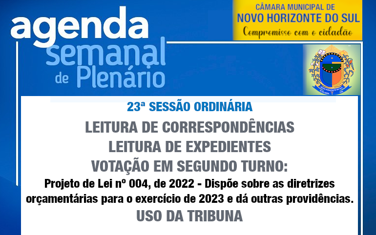 PAUTA DA 23ª SESSÃO ORDINÁRIA 