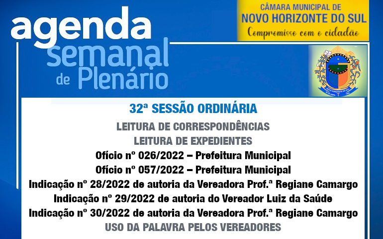 PAUTA DA 32ª SESSÃO ORDINÁRIA 