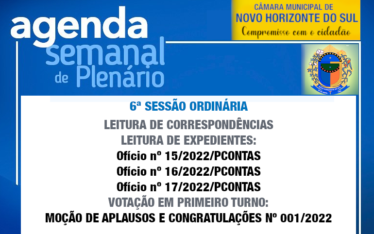 PAUTA DA 6ª SESSÃO ORDINÁRIA