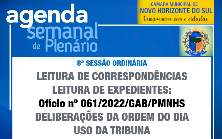 PAUTA DA 8ª SESSÃO ORDINÁRIA 